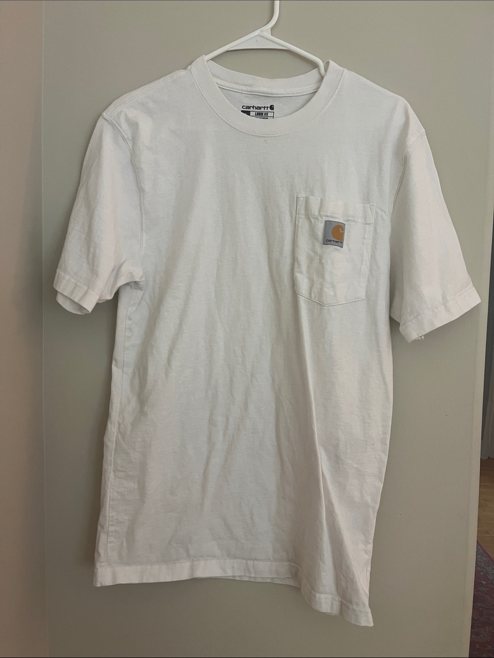 Carhartt White Short-Sleeve Pocket Tee with Logo Patch